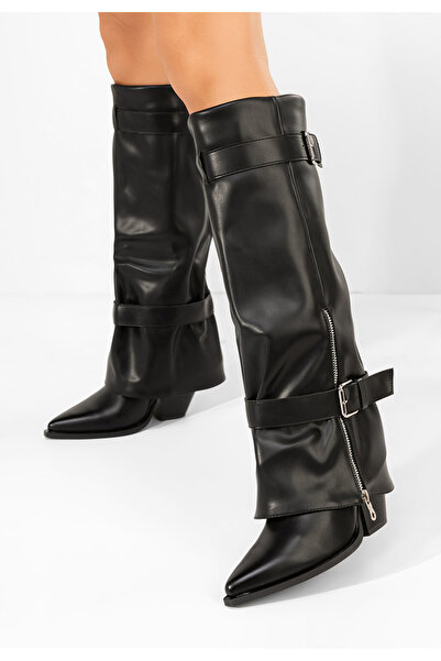 B T Shoes Černé kozačky na podpatku Daizi