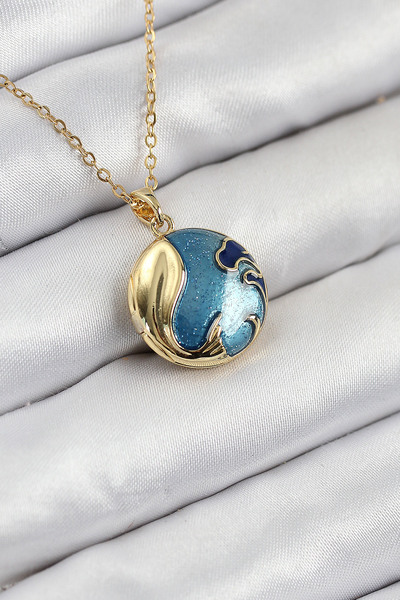 TUA MODA Tua Moda 316L Steel Openable Clamshell Marine Model Gold Color Women Necklace