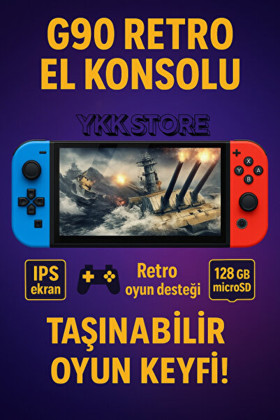 YKK Store G90 Oyun Konsolu – 7 inç IPS HD Ekran, 10.000 Klasik Oyun, 2000mAh ...