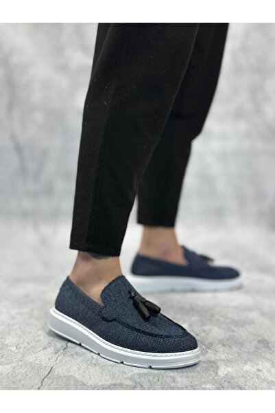 BOA BA0005 Ανδρικά παπούτσια με ψηλή σόλα χωρίς κορδόνια Classic Line Navy Blue Tassel