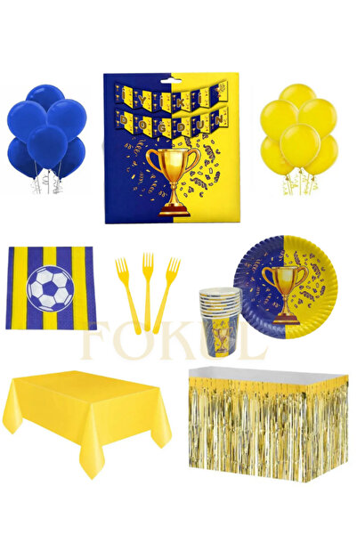 FOKUL Sarı Lacivert 8 Kişilik Taraftar Konsept Doğum Günü Parti Malzemesi Set...