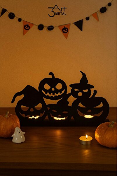 3art Metal Dekoratif Metal Halloween Masa Üstü Mumluk - Işıklı Süs - Caıdlar ...