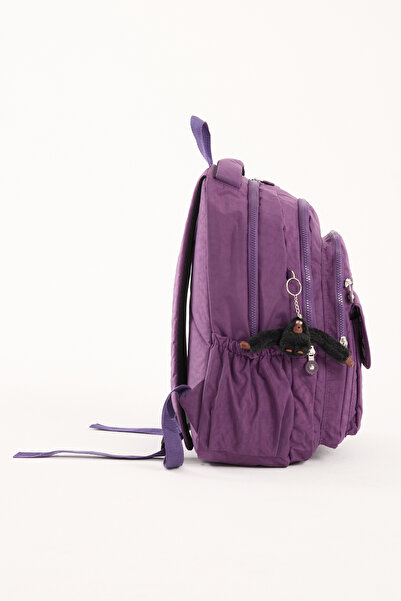 GALB Premium Waterproof Crinkle Fabric High School and Middle School Backpack + Keychain Purple