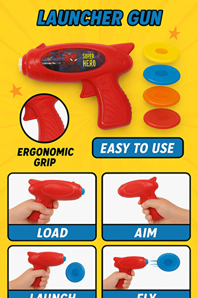 Marvel Spider-Man Disc Shooter Toy – Flying Saucer Gun with 3 Discs for Kids