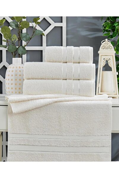 FAMİLYA TEKSTİL طقم مناشف حمام مكون من 4 قطع قطن، قطعتان مقاس 70 × 140 سم، قط...