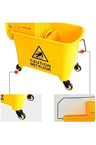 Generic عربة تنظيف سعة 20 لترًا مع نظام ضغط ودلو ممسحة لتنظيف الفنادق