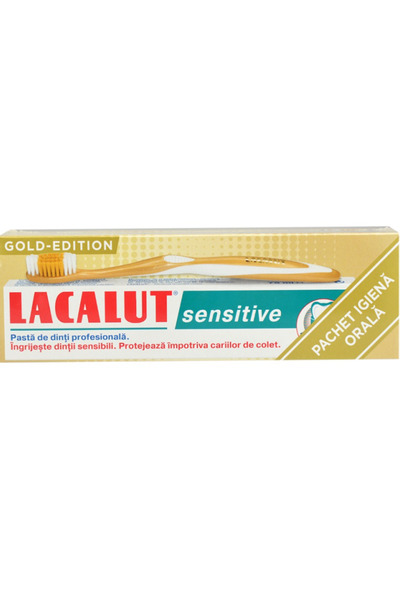 lacalut Pasta de dinti Sensitive, 75 ml + Periuta de dinti Gold Edition