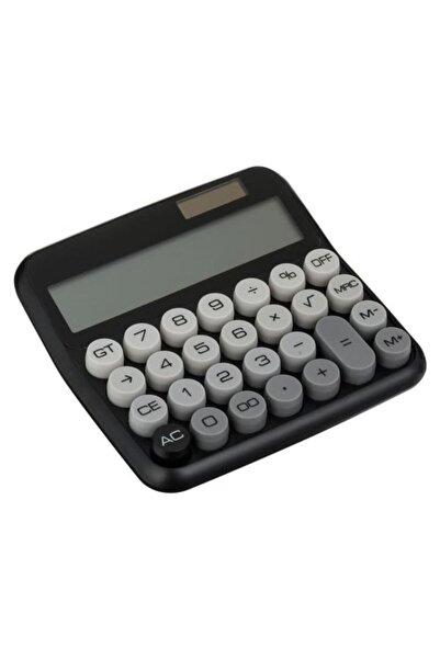 OEM Calculator de birou 12 cifre, negru cu taste gri, design retro, 15x14.5 cm