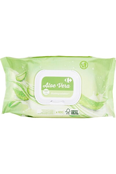 Carrefour Hartie igienica umeda cu aloe vera, 100 servetele