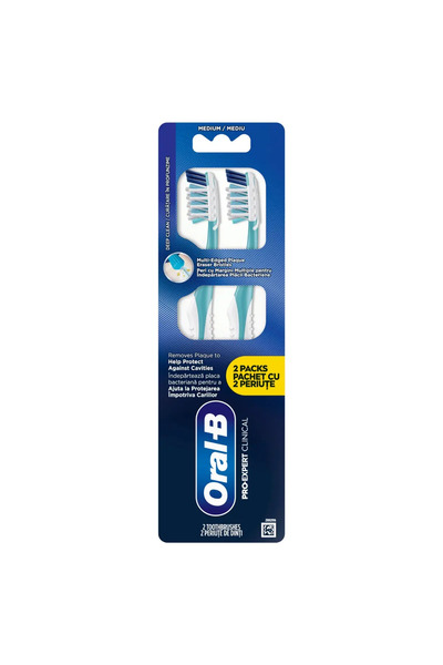 Oral-B Periuta manuala Cross Action Pro-Expert Clinic, Peri de duritate medie, 2 buc