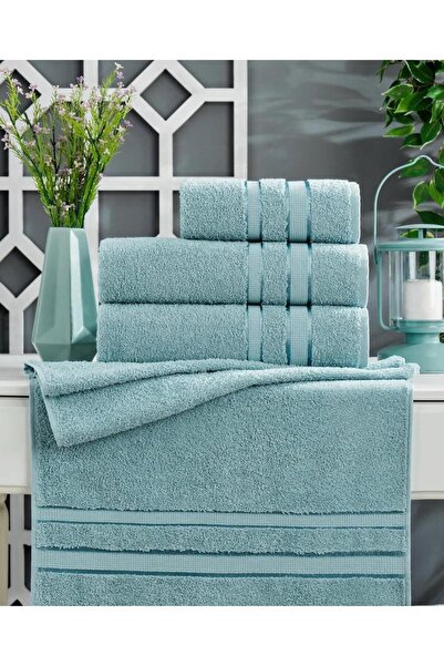 FAMİLYA TEKSTİL طقم مناشف حمام مكون من 4 قطع قطن، قطعتان مقاس 70 × 140 سم، قط...