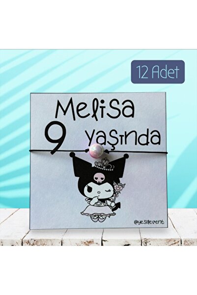 The Byzia kuromi Doğum Günü - Özel Gün 12 Adet 9x9cm Kart Tasarımı ile Renkli...