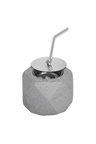 SHOPIENS Mini Decorative Table Fireplace Grey Cement Metal 13x13x10cm