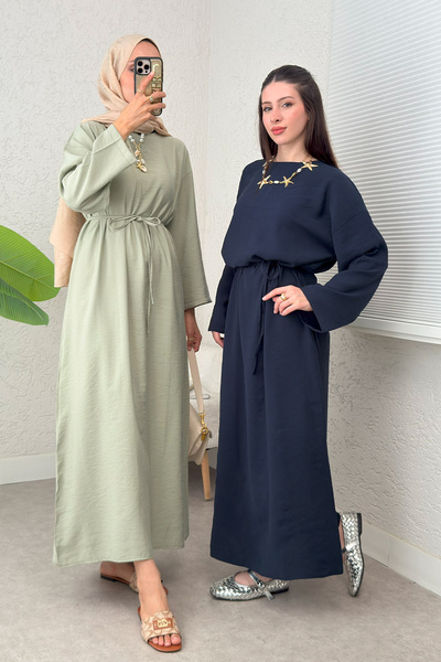 Salih Çelebi Sultan Basic Dress 0001 - Navy Blue