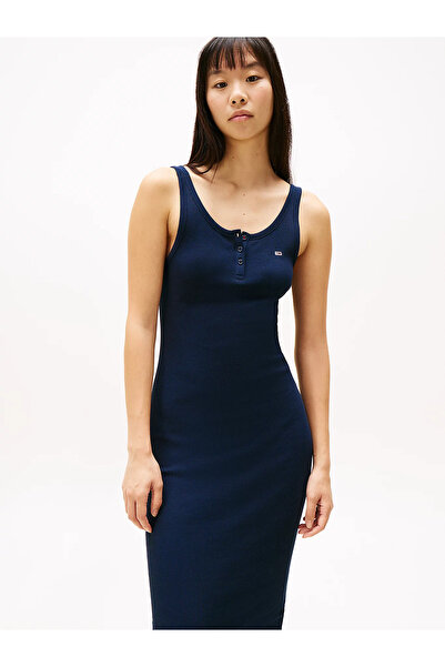 Tommy Hilfiger Women's Dark Blue DressTjw Button Tank Dress Bodycon Dress