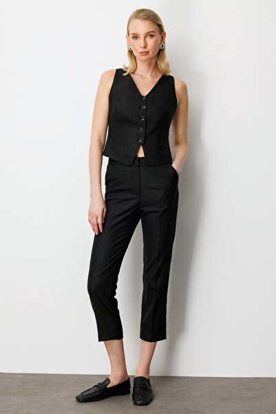 Ekol Straight Cut Striped Trousers 5125-26K Black