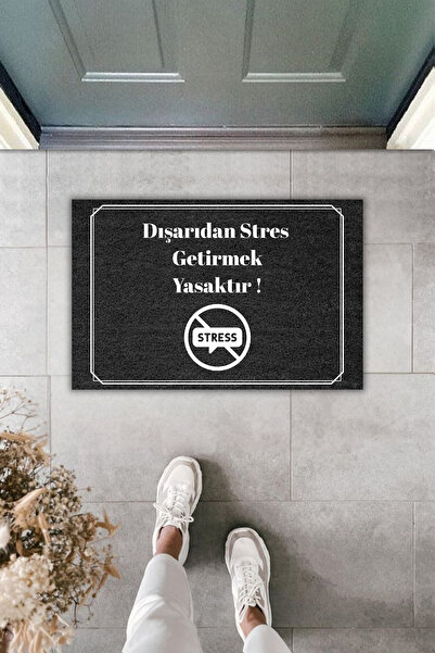 Dormot Dekoratif Dijital Paspas Füme Stres getirmek yasaktır Kapı Önü Paspası 70x45cm