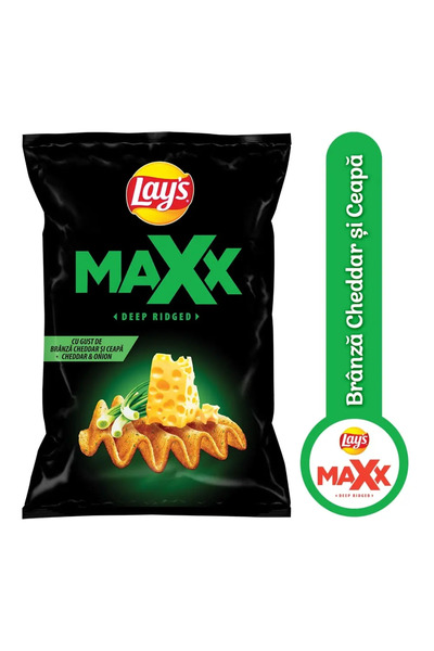 Lay's Chipsuri cu branza cheddar si ceapa Maxx, 130 g