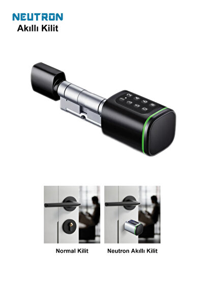 NEUTRON NTL-SC-02FKPB Parmak izi, Anahtarlı, Tuşlu, Kartlı ve Uzaktan Kontrollü Akıllı Kapı Kilidi Siyah