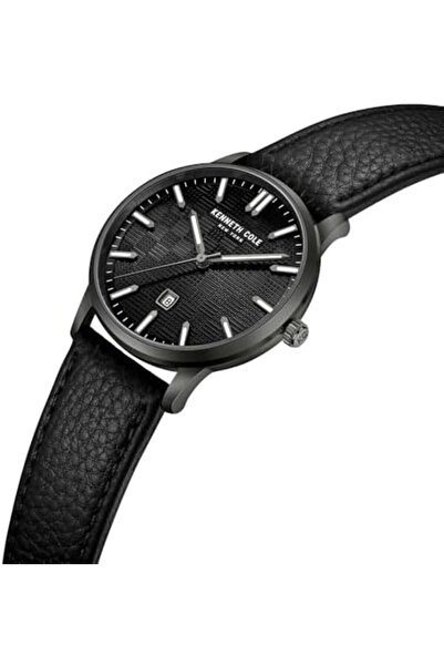 Kenneth Cole New York 42mm Analog Men's Watch with Black Dial & Black Genuine Leather Strap