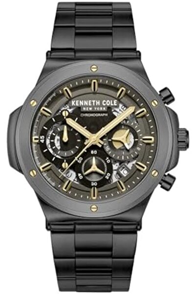 Kenneth Cole New York 45.5mm Chronograph Men's Watch with Black Dial & Black Stainless Steel Bracele