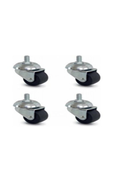 BURAK TEKER 35 Mm'lik M10 Civatalı Siyah Rulmanlı Döner Ağır Yük Tekeri - 4'lü