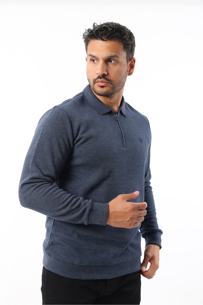 Rodrigo Men's Zippered Polo Neck Slim Fit Sweatshirt