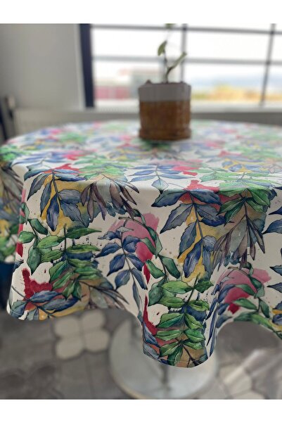 Lucien Home مفرش طاولة مستدير مطبوع بالألوان المائية