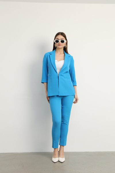 Swass Agraf Detailed Classic Jacket and Fabric Trousers Blue
