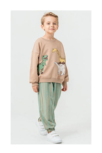 QUEEN KİDS طقم كوين كيدز للأولاد 4250-018 زرافة باللون البني الحليبي