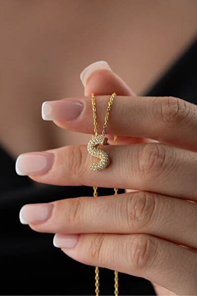 Silvano Jewelry 925 Ayar Gümüş Kişiye Özel Zirkon Taşlı Harf Kolye