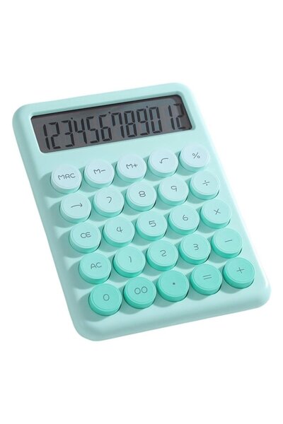OEM Calculator de birou culoare verde, ecran LCD mare, design rotund retro, alimentare solara + baterie