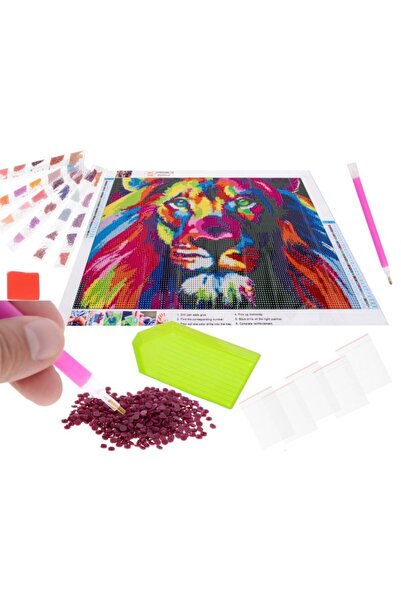 Andyluc Pictura, Broderie, Mozaic cu Diamante 5D 40 cm x 30 cm model Leu