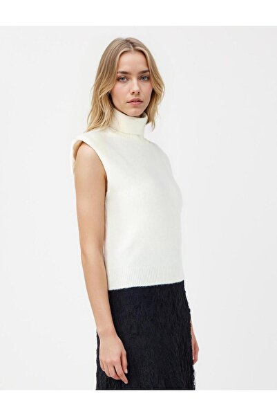 Jimmy Key Ekru Balıkçı Yaka Kolsuz Triko Süveter