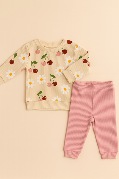 eradkids Cherry Printed Girl's Double Set / Baby Gift