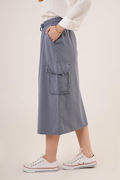 Butik Ayseba Kadın Önü Yırtmaçlı Kargo Cepli Etek