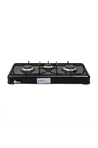 Floria 3-burner gas stove, cylinder fuel, black ZLN7138