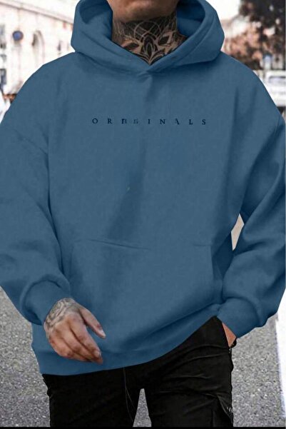 NO 601 سويت شيرت قطني بقلنسوة مطبوع عليه LimonKüfü Originals للرجال