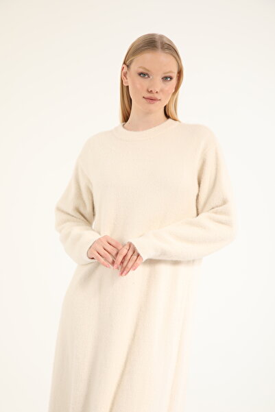 Suede Style 40961 - Stylish Comfortable Biscuit Collar Full Length Women's Dress