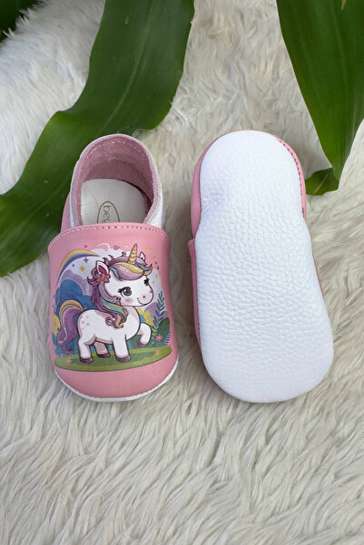 Beybium Pegasus Printed Genuine Leather Baby Shoes Pink