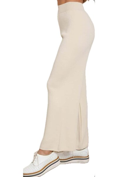 KAYA BUTİK Fatella Women's Comfortable Fit Wide-Leg Knit Pants with Elastic W...