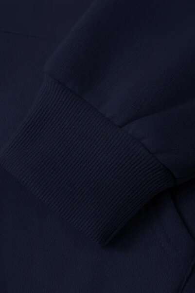 Tarz Cool Uniszex sötétkék cipzáras kapucnis pulóver