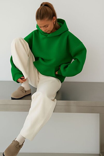 DM DOLCE MORE سترة رياضية بغطاء للرأس للجنسين مصنوعة من القطن الممشط بثلاث خيوط