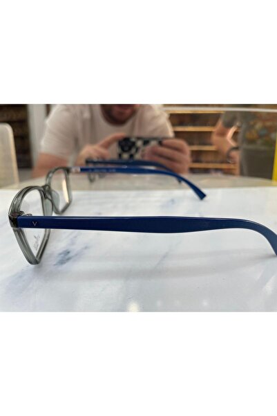 Vinaldi Vi 2040 C.4007 51 Unisex Blue Light Protection Screen Glasses (Transparent Gray/Navy Blue Handle)