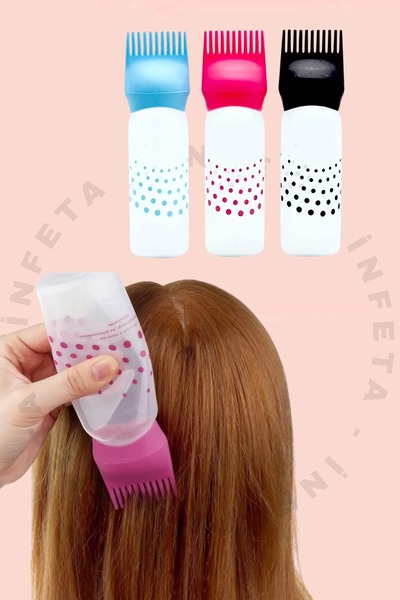 İnfeta Taraklı Saç Boyama Şişesi Saç Bakım Yağı Serumu Sürme Aplikatörü Tarağı