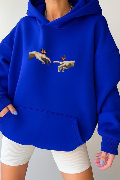 DM DOLCE MORE سترة رياضية بغطاء للرأس للجنسين مصنوعة من القطن الممشط بثلاث خيوط