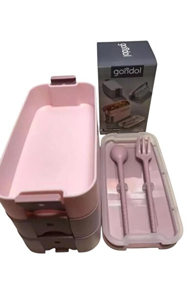 Tatlı Sebep Gondol Layer Lunch Box Locked Layered Lunch Box with Fork and Spoon