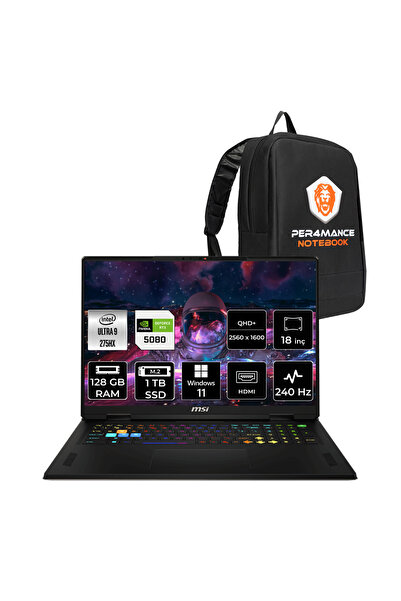 MSI Vector 18 HX AI Ultra 9 275HX 128GB 1TB SSD RTX5080/12GB 175W 18" QHD+ 24...