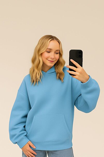 DM DOLCE MORE سترة رياضية بغطاء للرأس للجنسين مصنوعة من القطن الممشط بثلاث خيوط