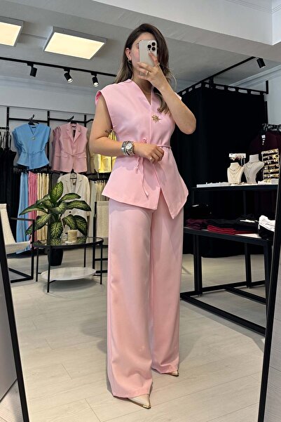 melisa atelier Kuşak Detaylı Modern Tasarım Yelek